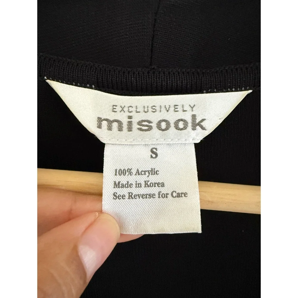 Misook Black Knit Sheath Dress Womens Small V-Neck Sleeveless Cap Sleeve Acrylic